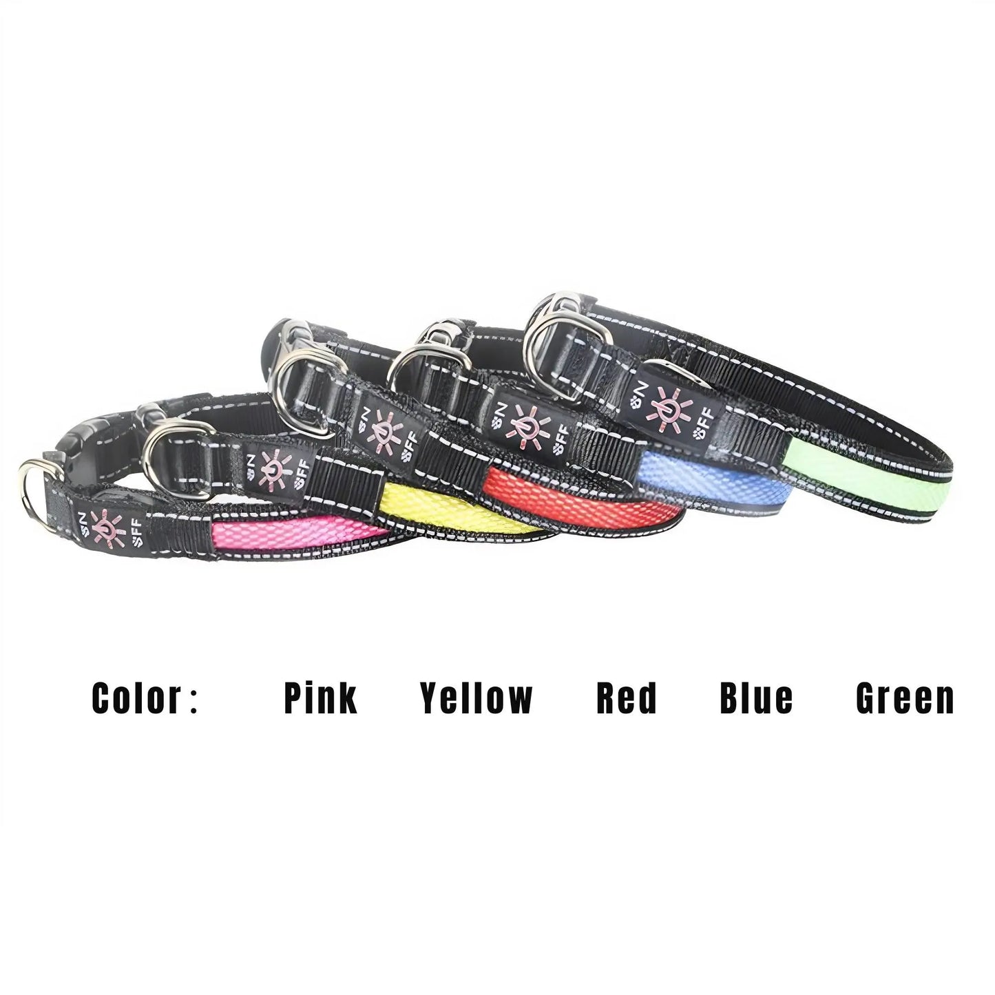 High-Visibility LED Light-Up Dog Collar for Camping & Nighttime Walks, USB Rechargeable, Adjustable, Comfortable & Durable Material Soft Mesh Safety Collar, 5 Sizes (XS-XL) for Small/Medium/Large Dogs, Collars, High-Visibility Led Lights