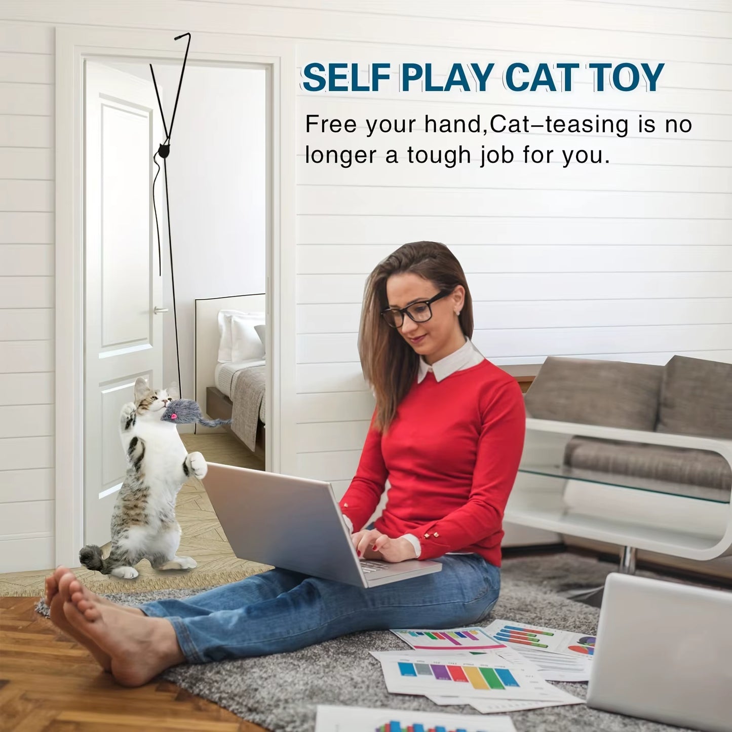Hanging Cat Toy for Stress Relief - Indoor and Outdoor Use for Living Room and Kitten Play