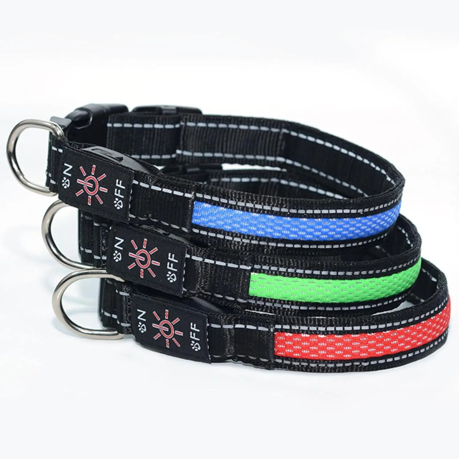 High-Visibility LED Light-Up Dog Collar for Camping & Nighttime Walks, USB Rechargeable, Adjustable, Comfortable & Durable Material Soft Mesh Safety Collar, 5 Sizes (XS-XL) for Small/Medium/Large Dogs, Collars, High-Visibility Led Lights