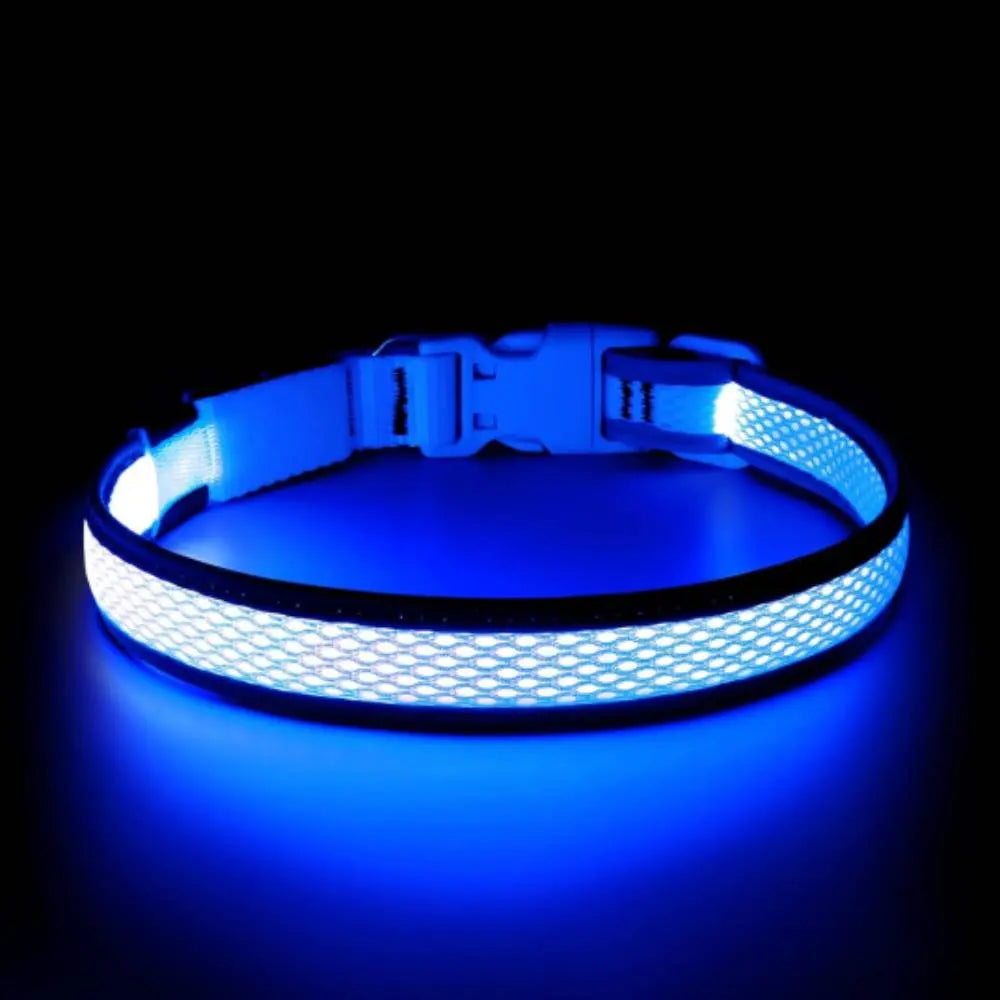High-Visibility LED Light-Up Dog Collar for Camping & Nighttime Walks, USB Rechargeable, Adjustable, Comfortable & Durable Material Soft Mesh Safety Collar, 5 Sizes (XS-XL) for Small/Medium/Large Dogs, Collars, High-Visibility Led Lights